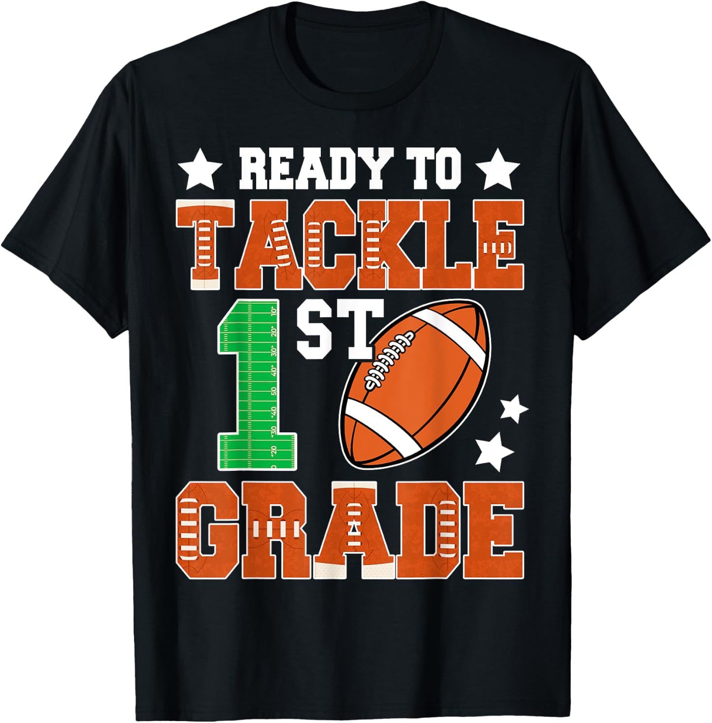 Ready To Tackle First Grade Back To School Football Kids T-Shirt - T-Shirt | Black