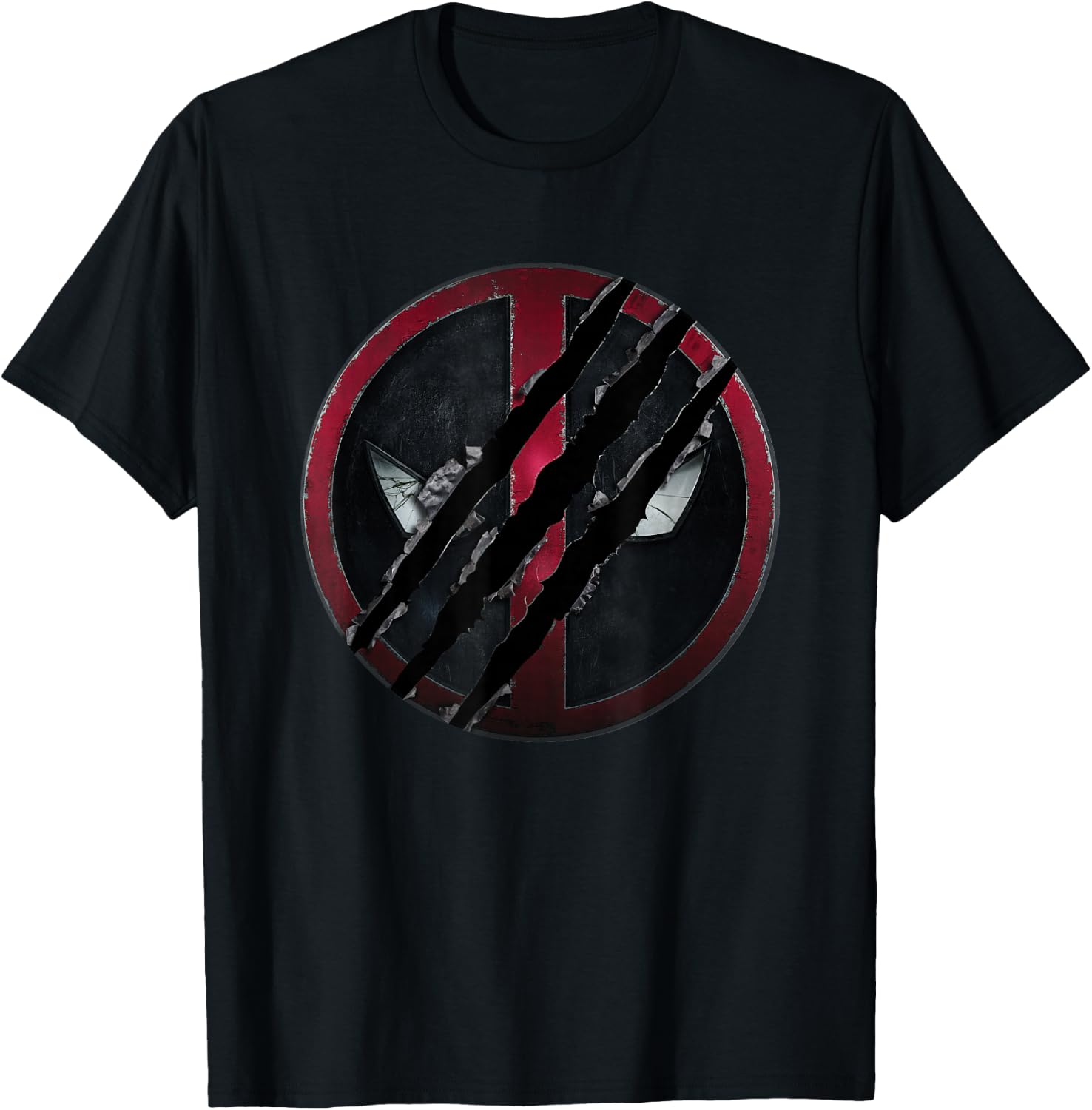 Marvel Deadpool & Wolverine Distressed Slashed Movie Logo T-Shirt - T-Shirt | Black