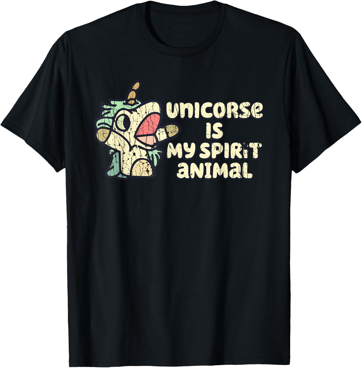 Unicorse Is My Spirit Animals Magic Horse T-Shirt - T-Shirt | Black