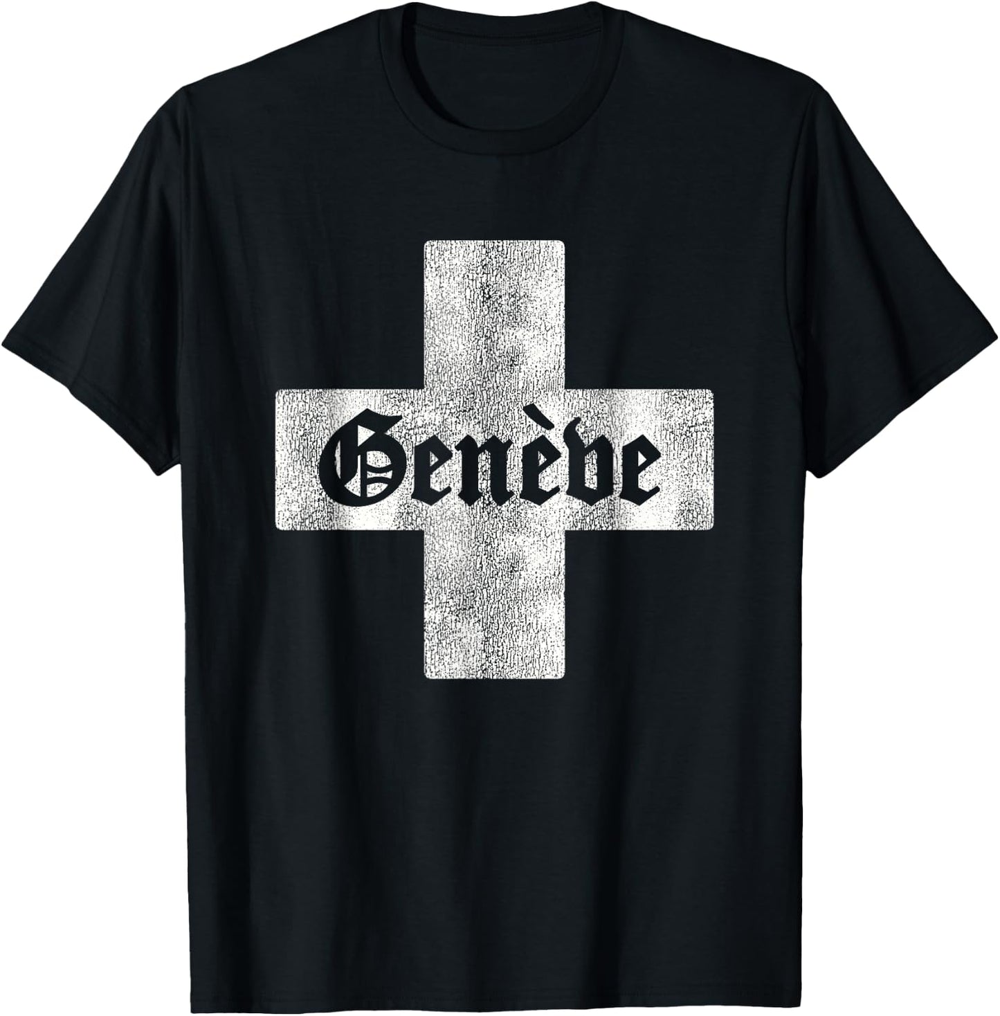 Retro Geneva Switzerland Souvenir Swiss Flag Men Women Kids T-Shirt - T-Shirt | Black