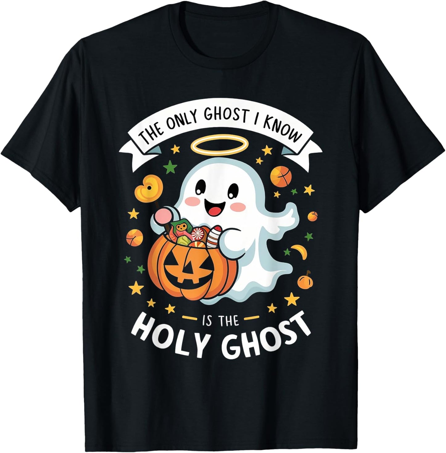 Christian Halloween Kids Only Ghost I Know is the Holy Ghost T-Shirt - T-Shirt | Black