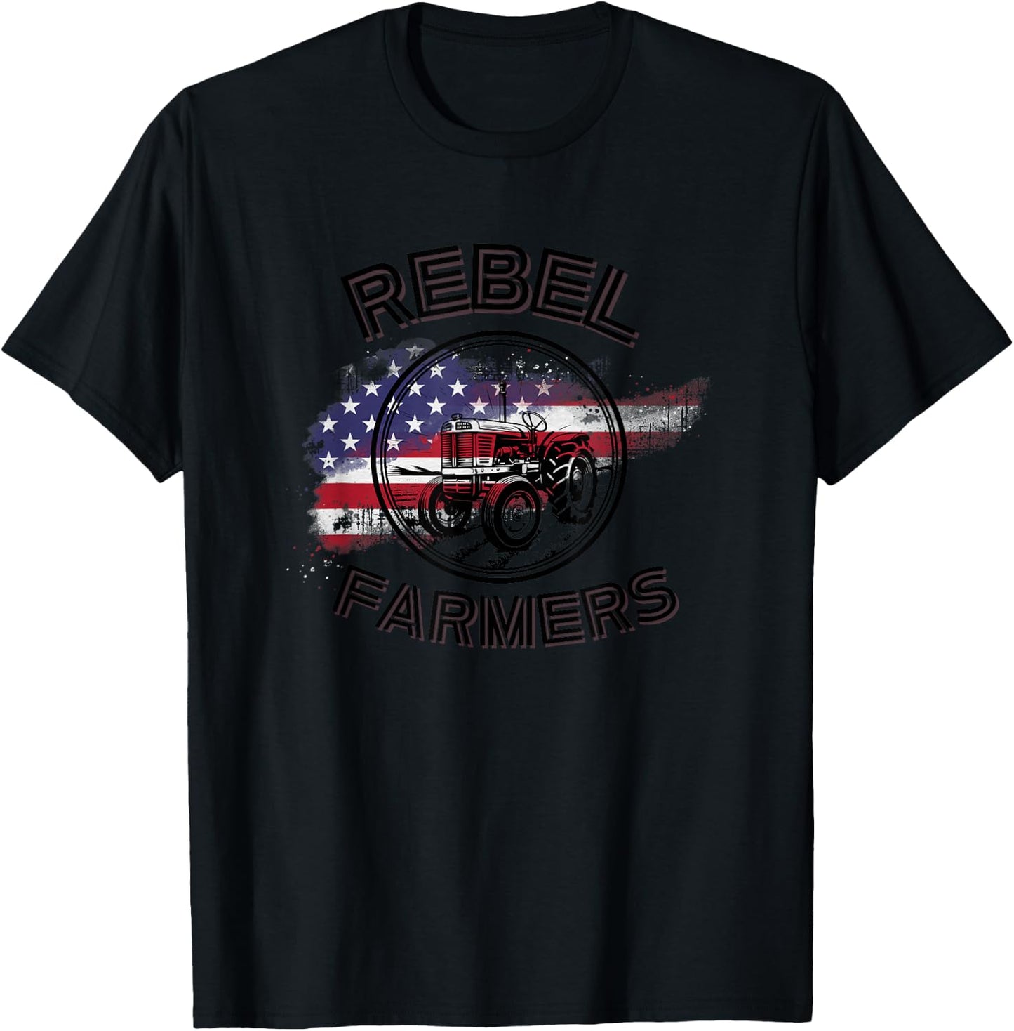 Rebel Farmers American Flag Women Men T-Shirt - T-Shirt | Black