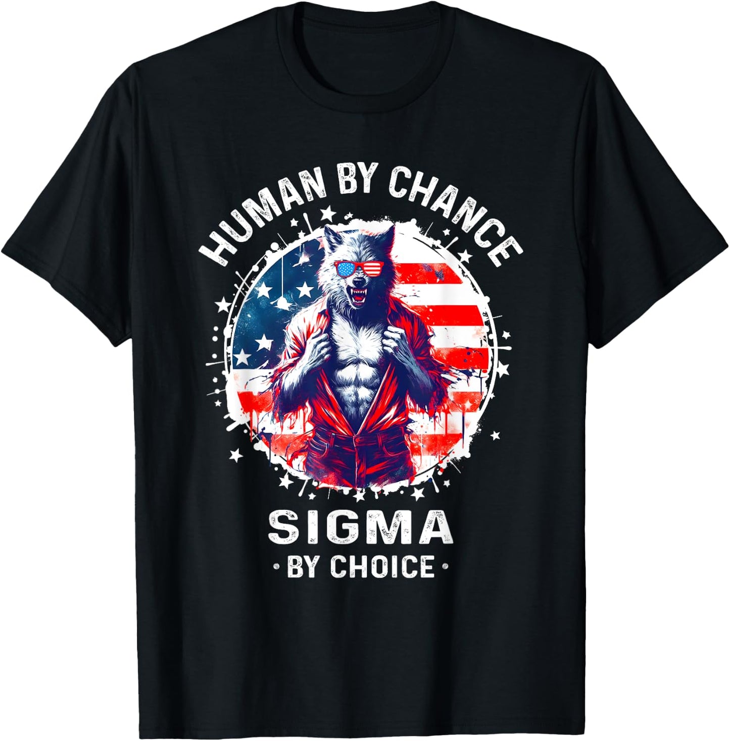 American Human By Chance Sigma By Choice Sigma Wolf T-Shirt - T-Shirt | Black