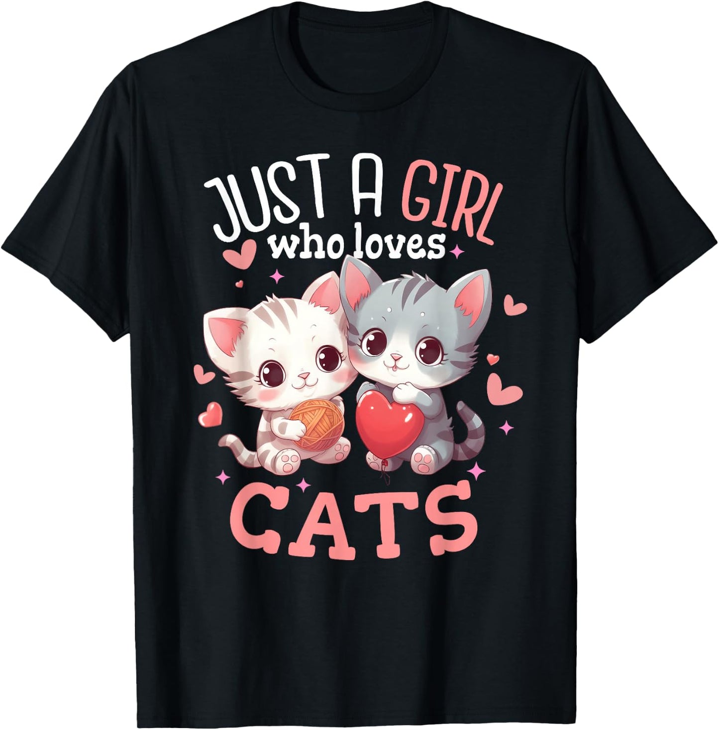 Just a girl who loves Cats Shirt Cute Cat lover Gifts T-Shirt - T-Shirt | Black