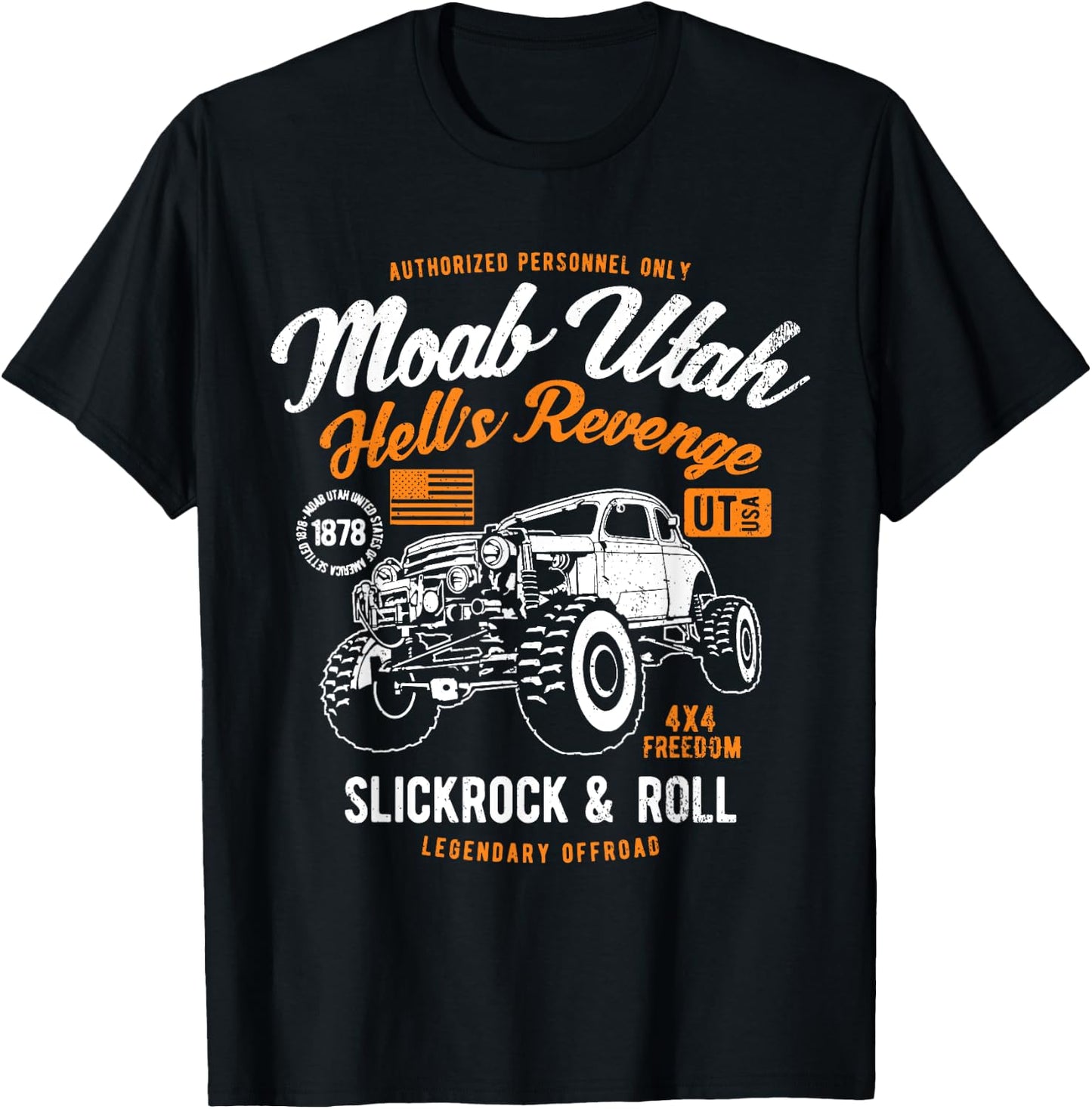 Moab Utah Hells Revenge 4x4 Vintage Distressed Style Design T-Shirt - T-Shirt | Black