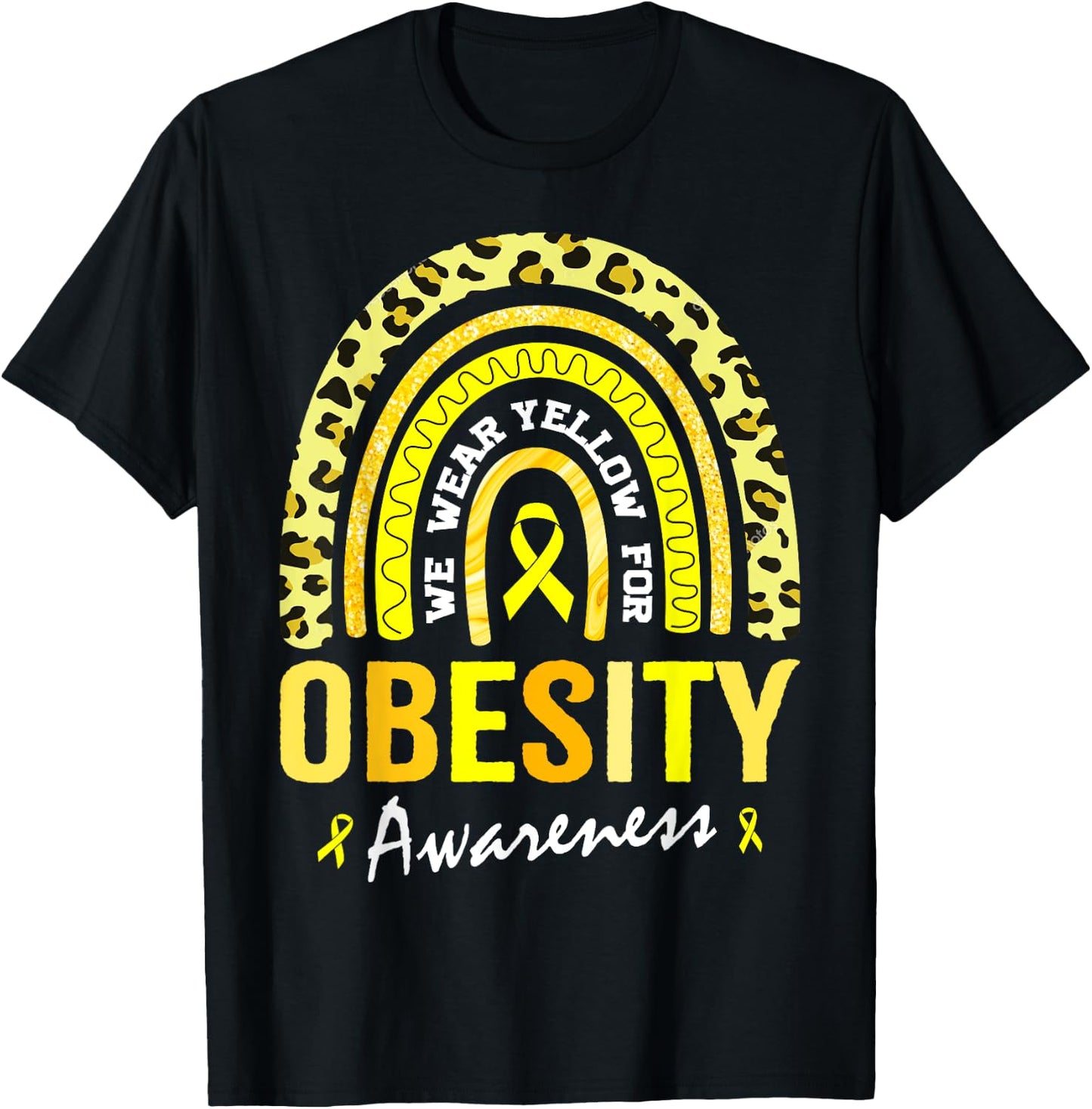 In March We Wear Yellow for Obesity Awareness T-Shirt - T-Shirt | Black