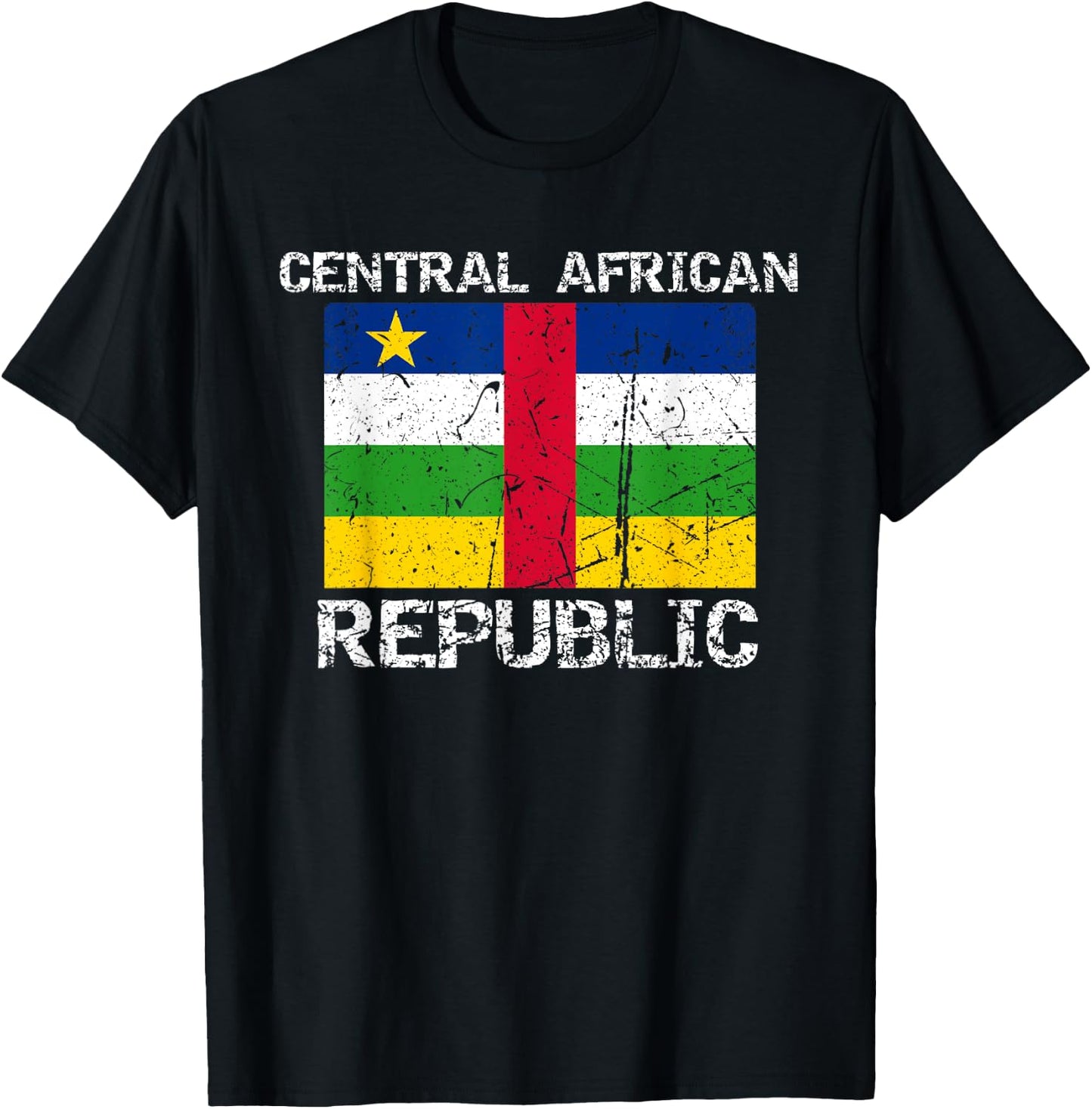 Central African Republic Flag Distressed African Men Women T-Shirt - T-Shirt | Black