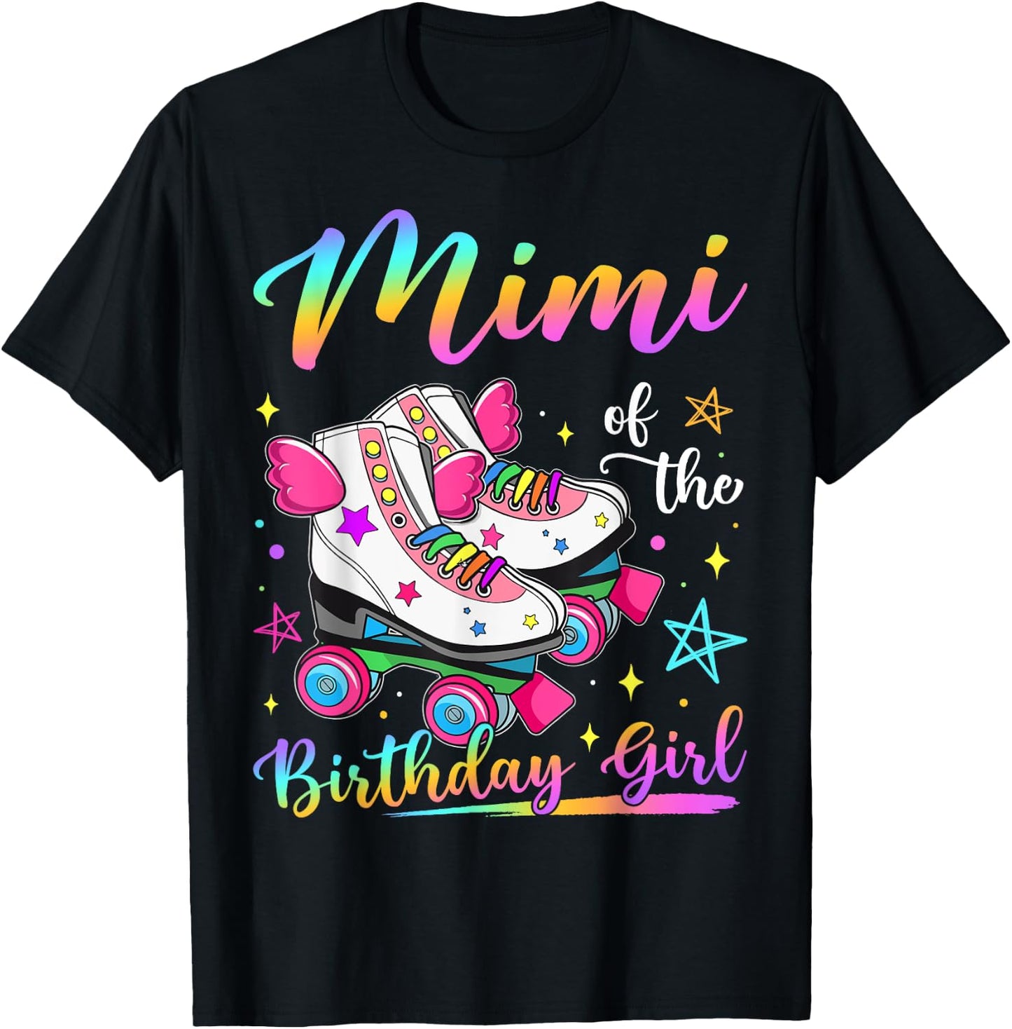 Mimi Of The Birthday Girl Rolling Skate Family Matching T-Shirt - T-Shirt | Black