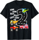 Kids Trucks 2nd Birthday Party Toddler I'm 2 Year Old Bday T-Shirt - T-Shirt | Black