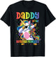 Daddy of the Birthday Princess Girl Dabbing Unicorn Dad T-Shirt - T-Shirt | Black