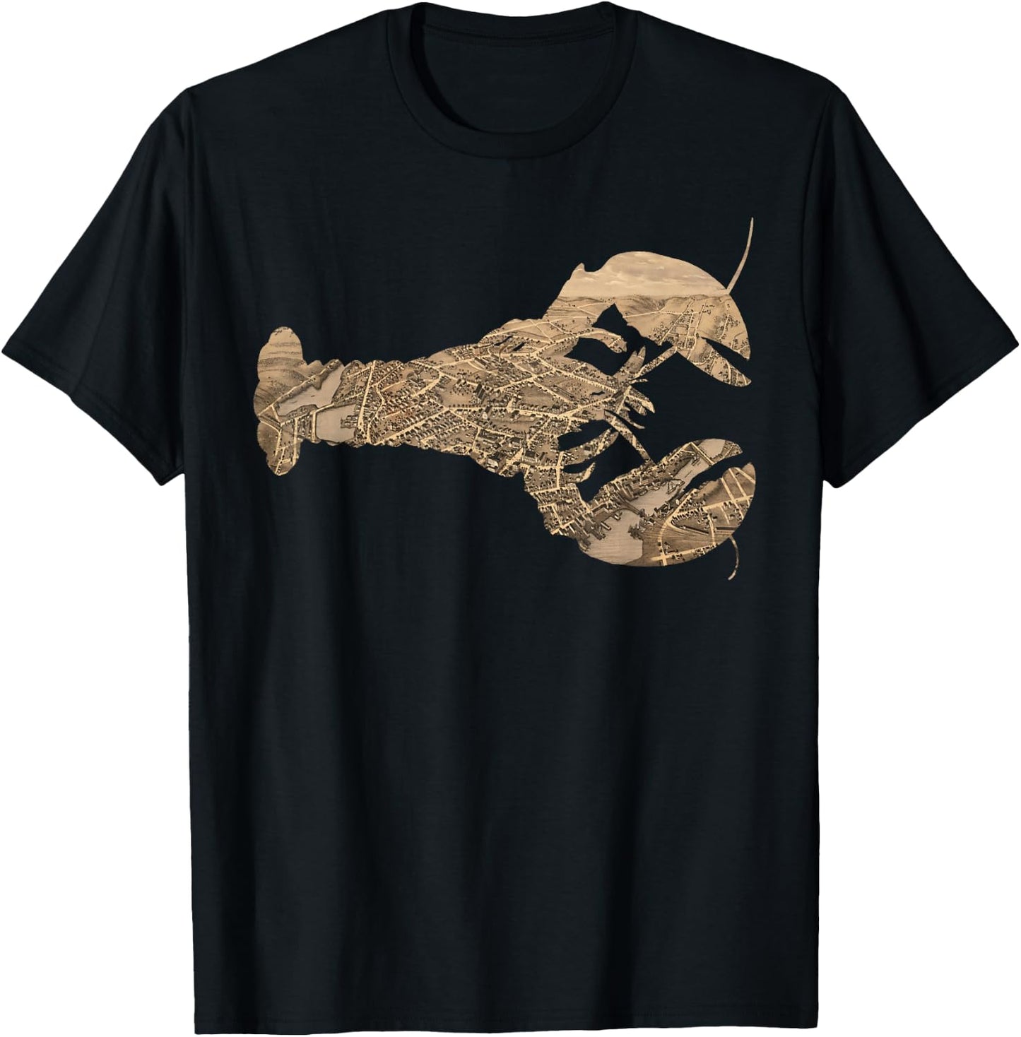 New London CT Lobster Map Silhouette T-Shirt - T-Shirt | Black
