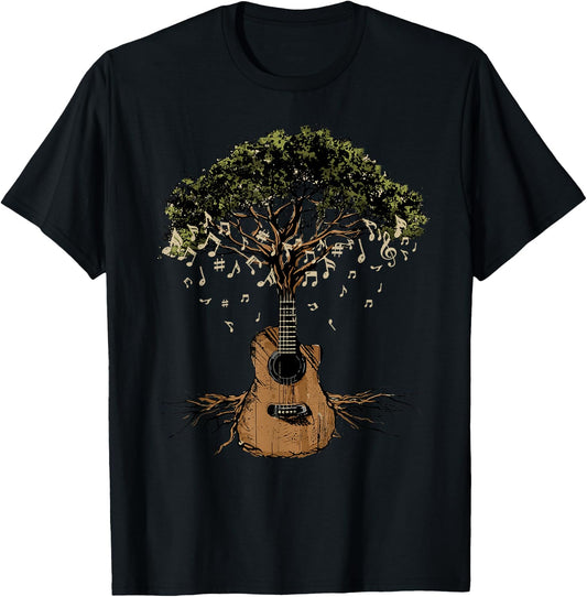 Acoustic Guitar Shirt Tree of Life Guitar Player Guitarist T-Shirt - T-Shirt | Black