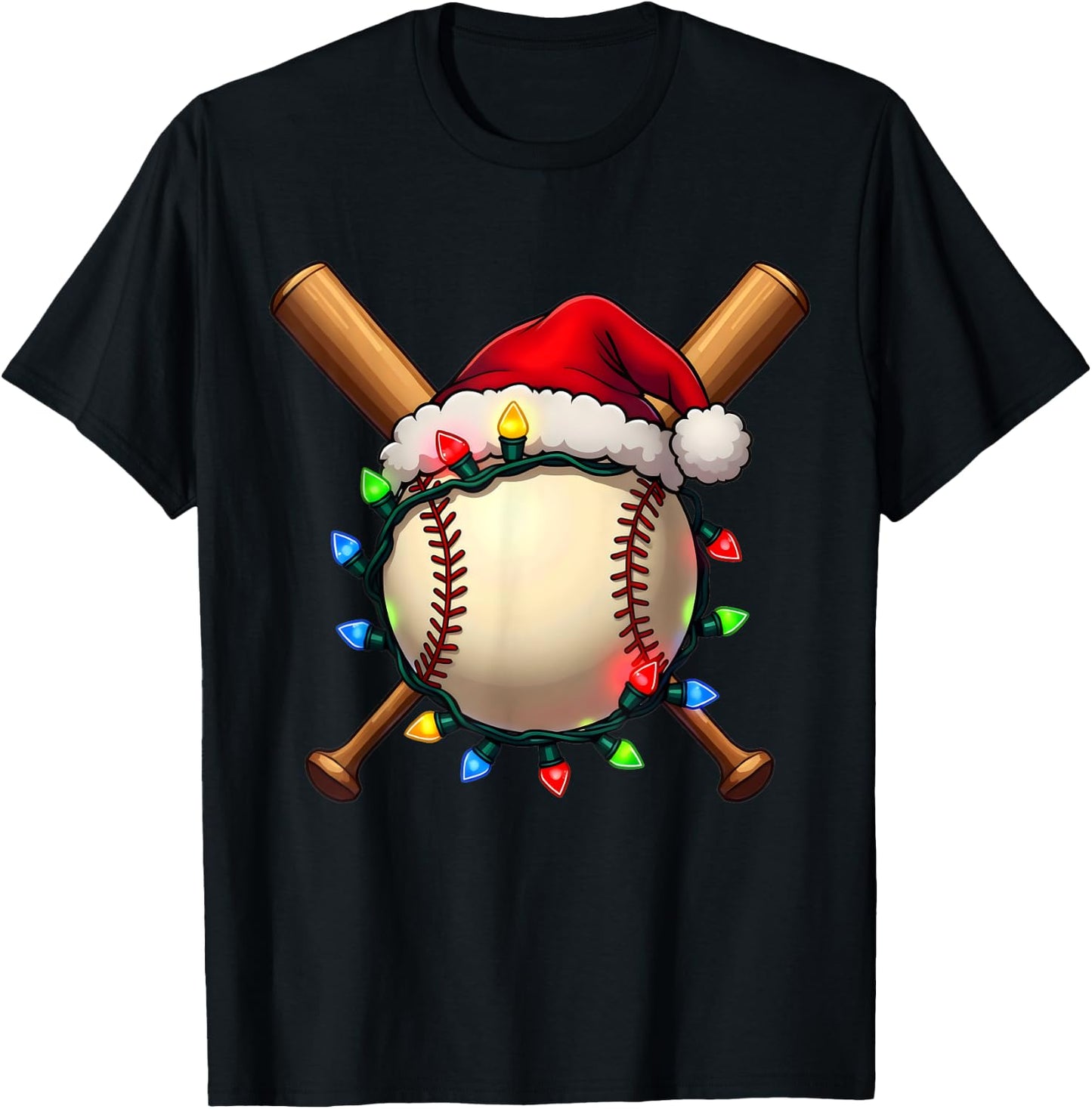 Santa Sports Boys Christmas Day Baseball Player Cool T-Shirt - T-Shirt | Black