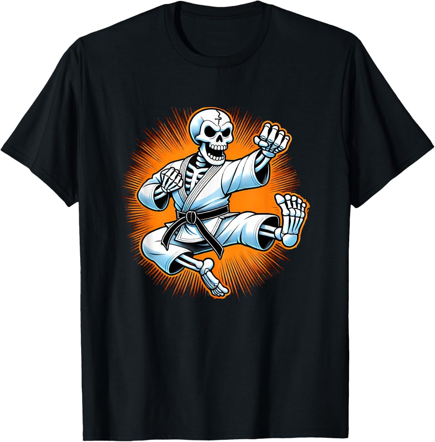 Halloween Skeleton Karate T-Shirt - T-Shirt | Black