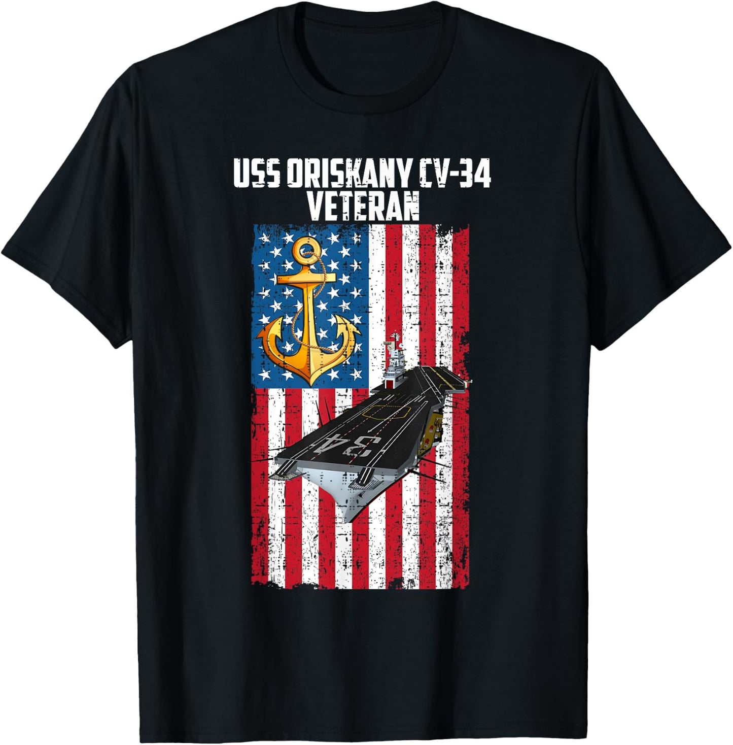 USS Oriskany CV-34 Aircraft Carrier Veteran Day Father's Day T-Shirt - T-Shirt | Black