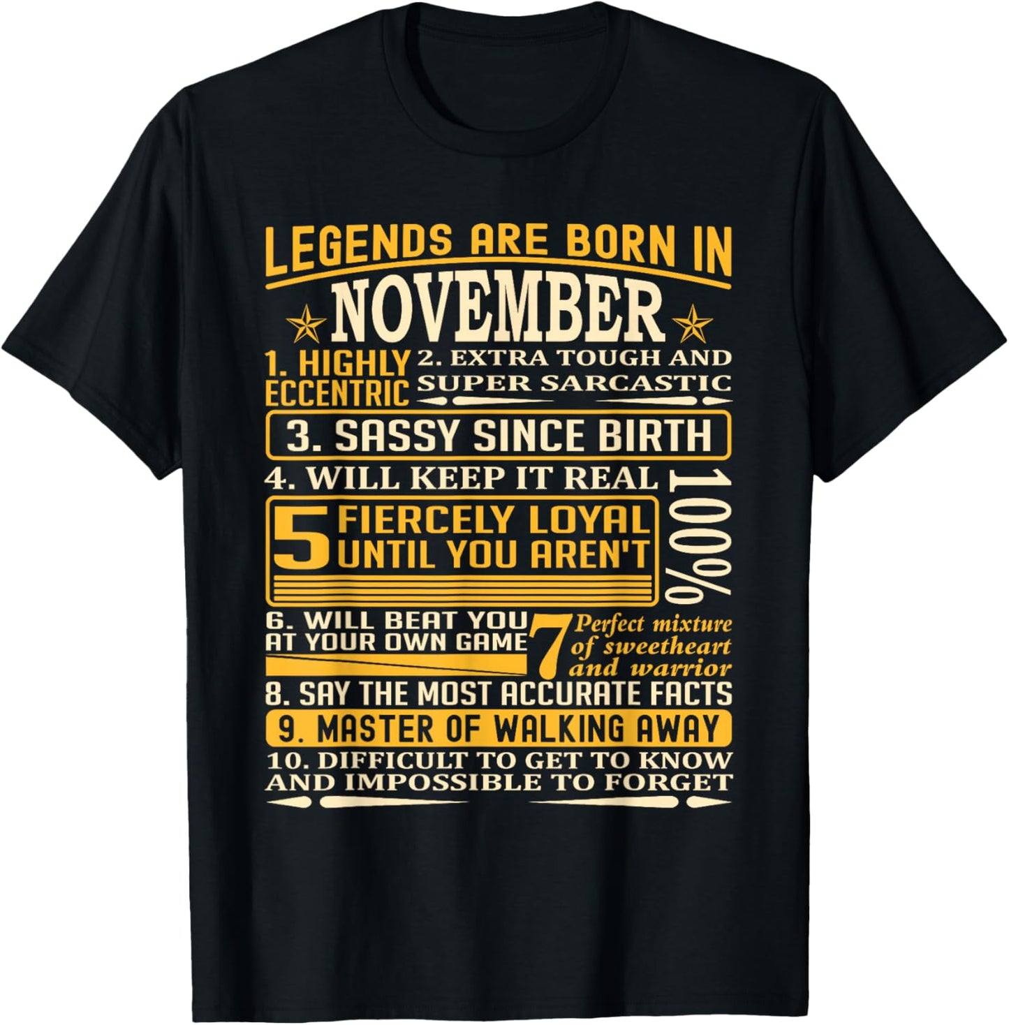 Legends Born in November facts T Shirt T-Shirt - T-Shirt | Black
