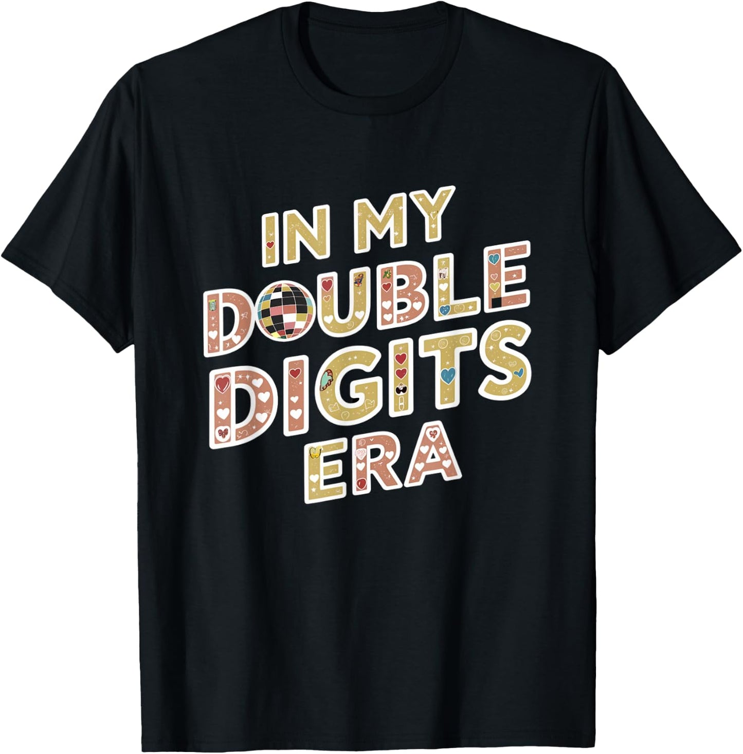 In My Double Digits Era 10th Birthday Retro 10 Year Old T-Shirt - T-Shirt | Black
