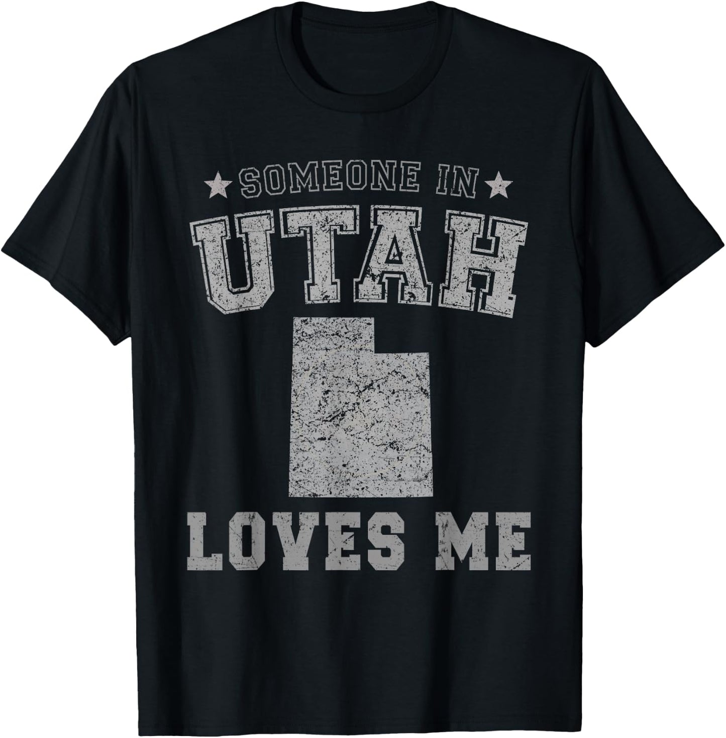 Someone In Utah Loves Me Heart Vintage State T-Shirt - T-Shirt | Black