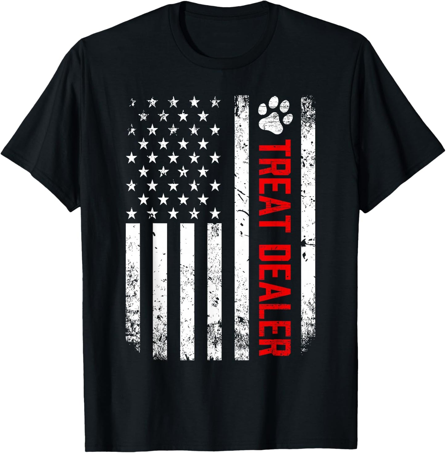 Dog Treat Dealer Funny Dog Owner Dog Dad American Flag T-Shirt - T-Shirt | Black