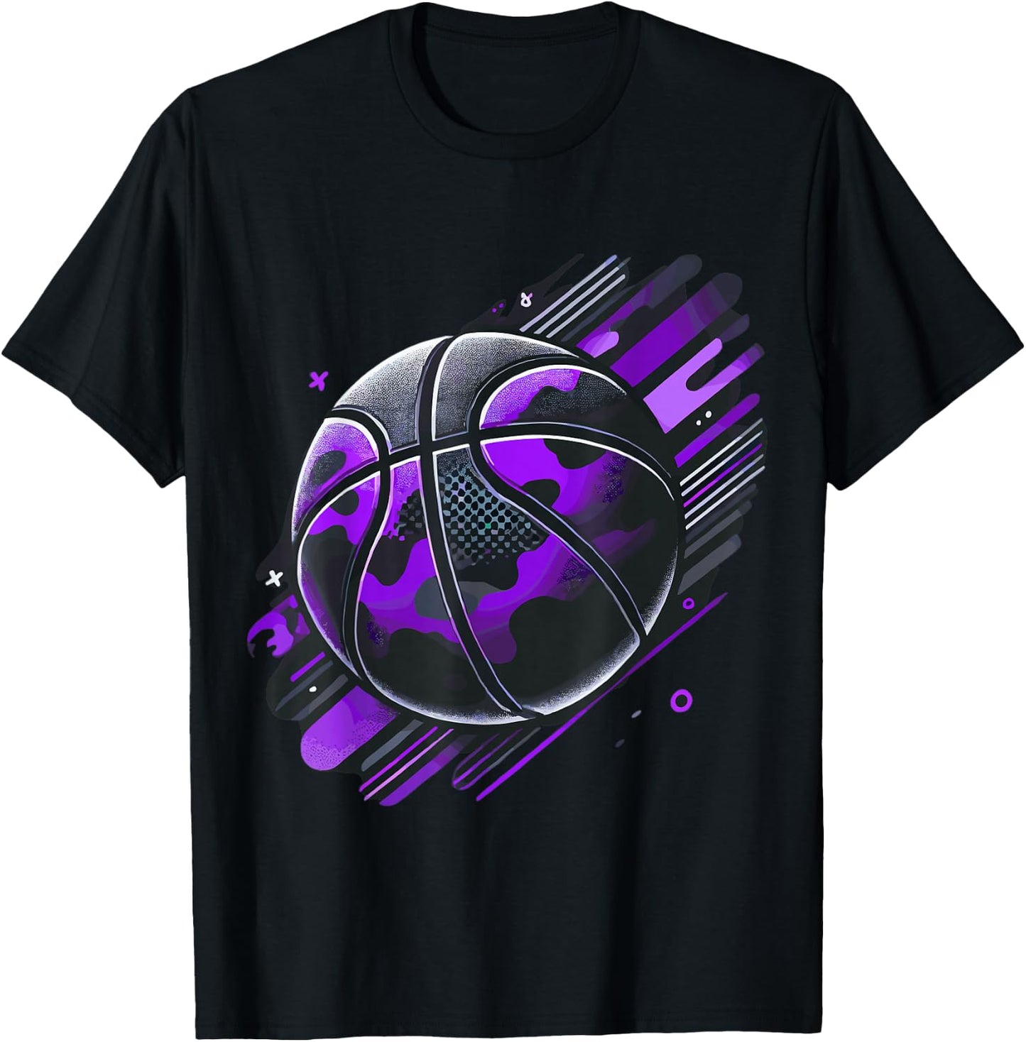Magical and Funny Basketball Gifts Purple Camouflage T-Shirt - T-Shirt | Black
