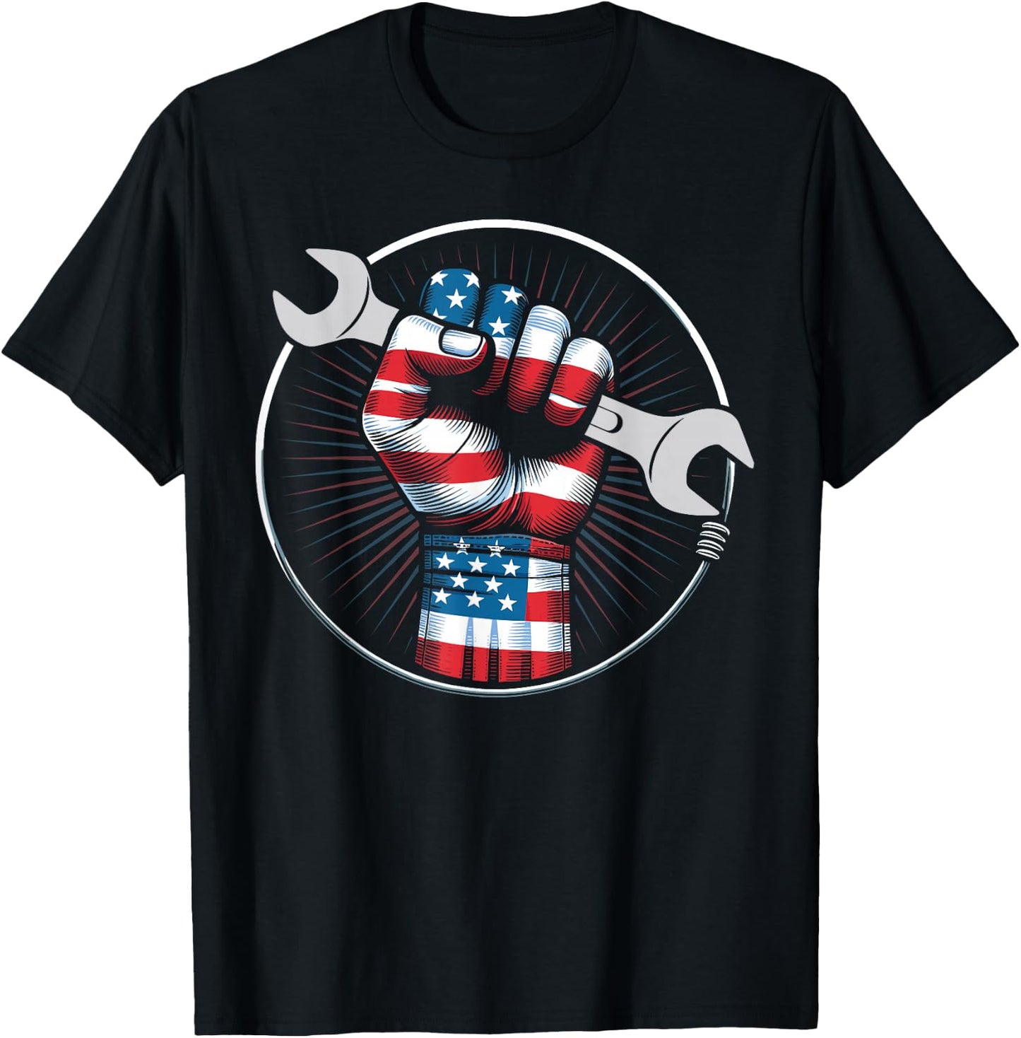 Mechanic hero American flag wrench USA flag mechanic gifts T-Shirt - T-Shirt | Black