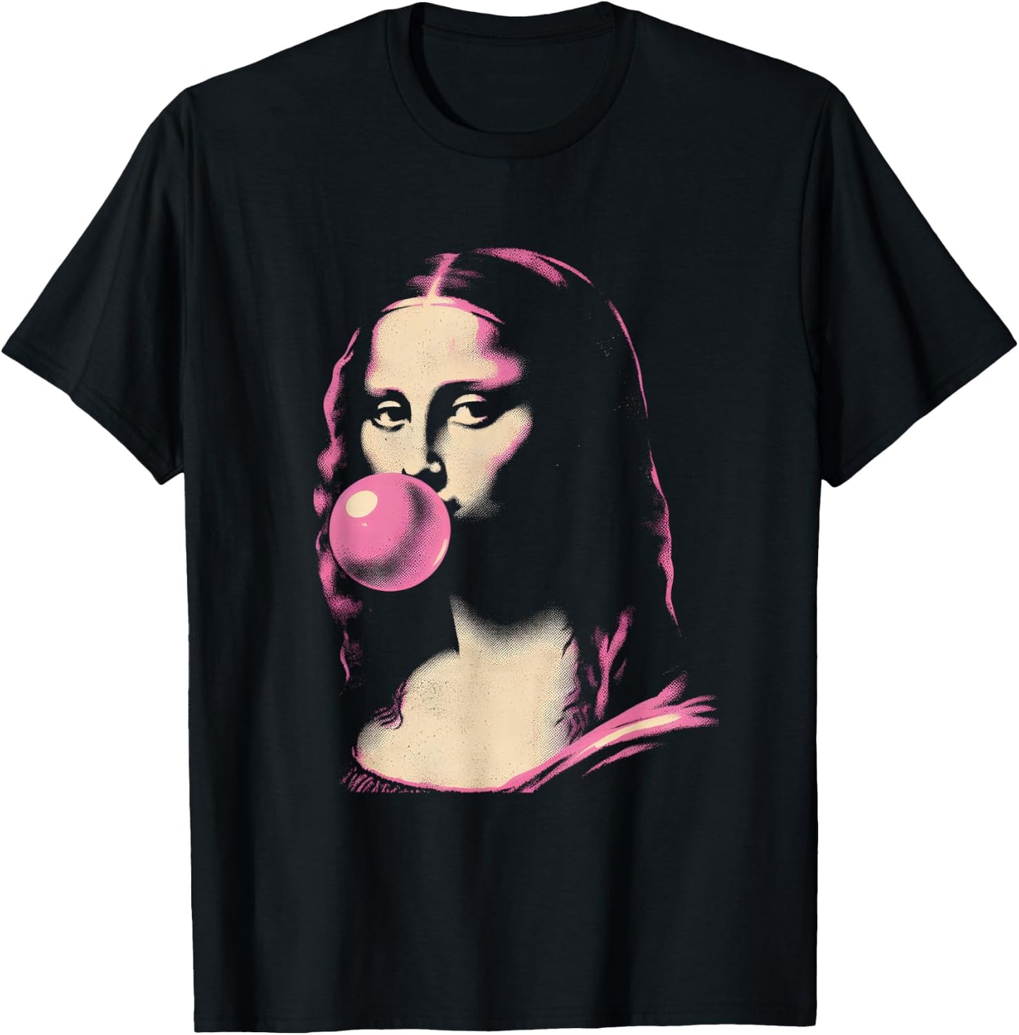 Mona-Lisa Blowing Bubble Gum - Funny Vintage Graphic Gum T-Shirt - T-Shirt | Black