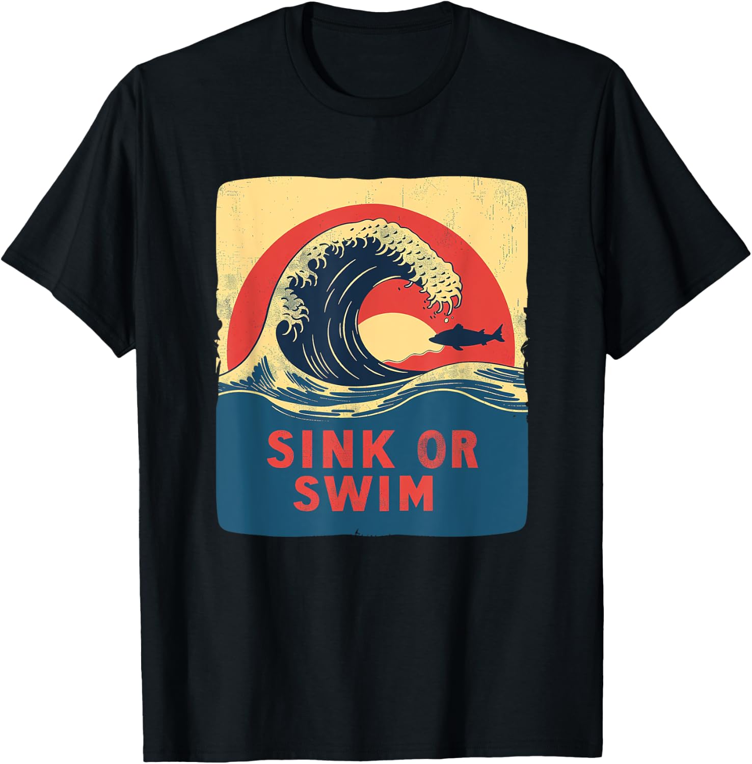 Sink or swim idiom Statement Costume with Wave T-Shirt - T-Shirt | Black