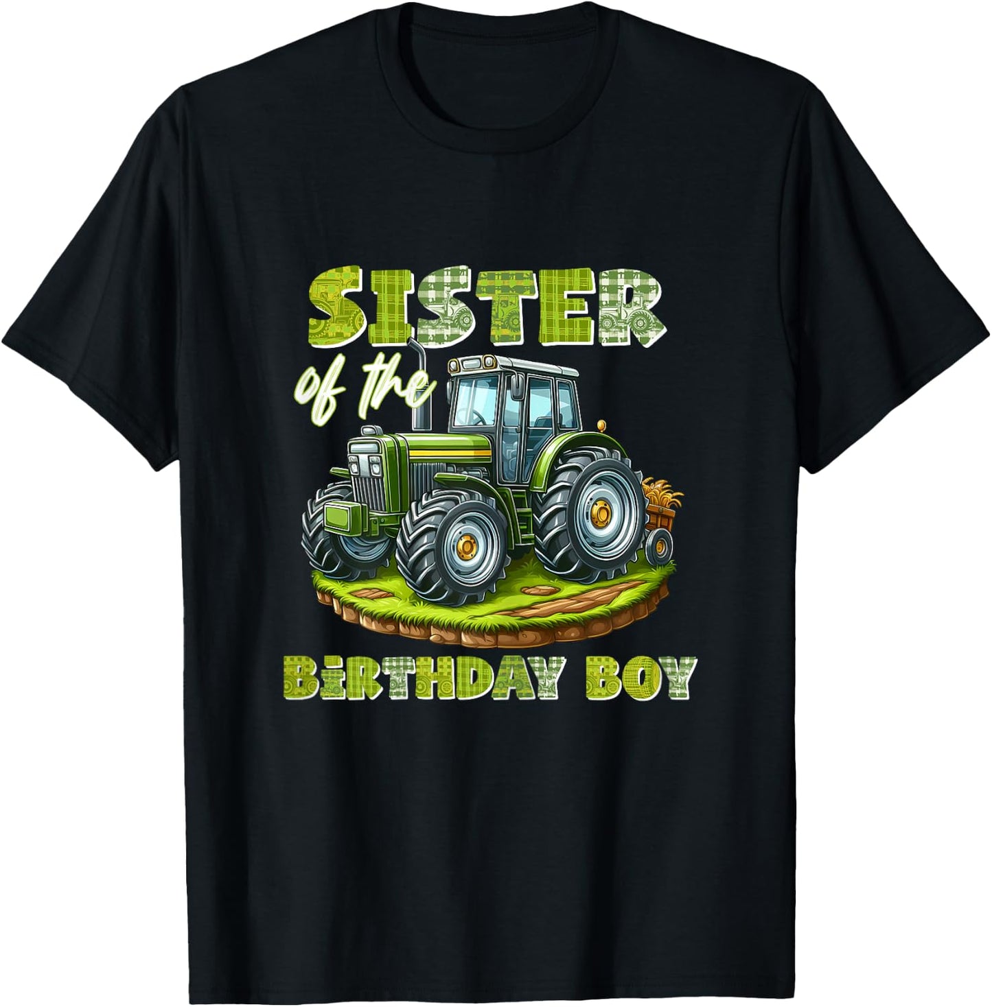 Sister Of The Birthday Boy Tractor Family Matching T-Shirt - T-Shirt | Black