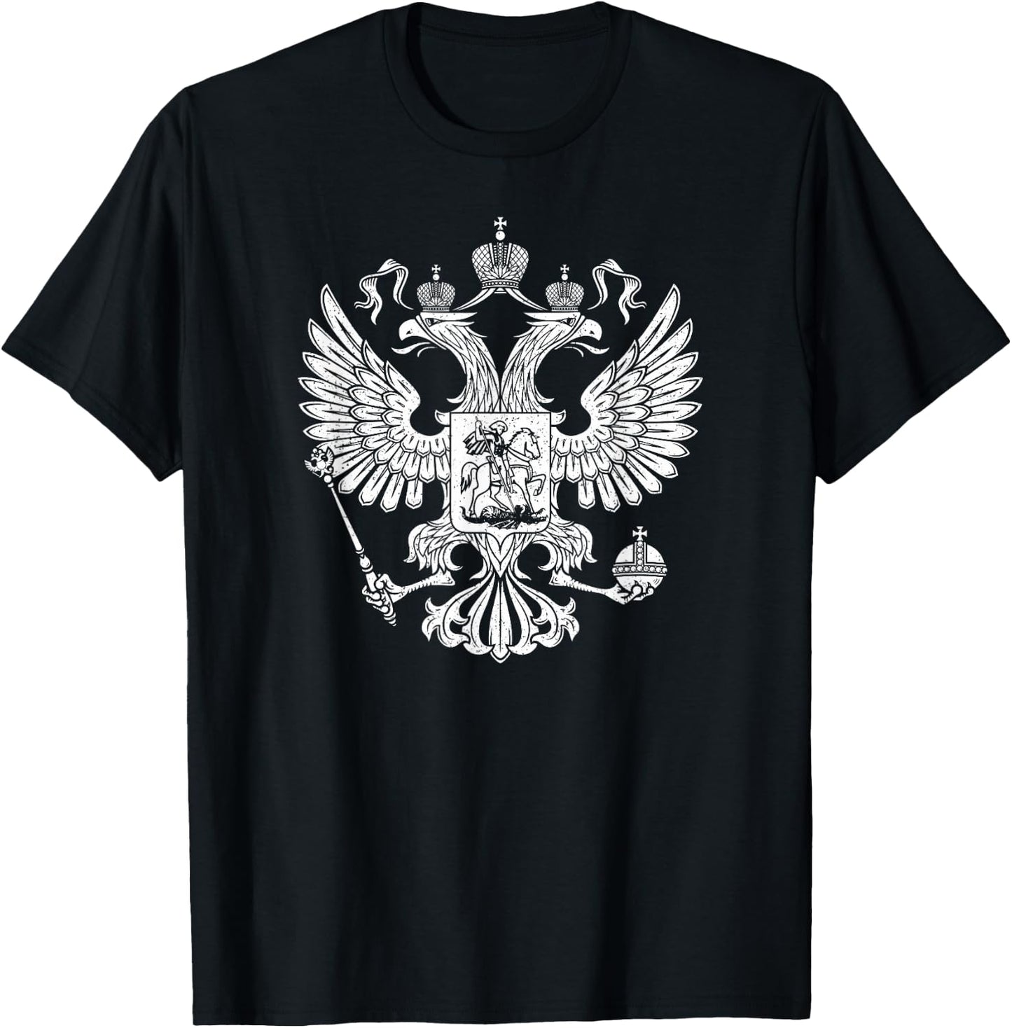 Russia Double-headed Eagle Russian Arms Symbol Emblem T-Shirt - T-Shirt | Black