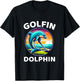 Golfin Dolphin Funny Sea Mammal Dolphin Playing Golf Sports T-Shirt - T-Shirt | Black