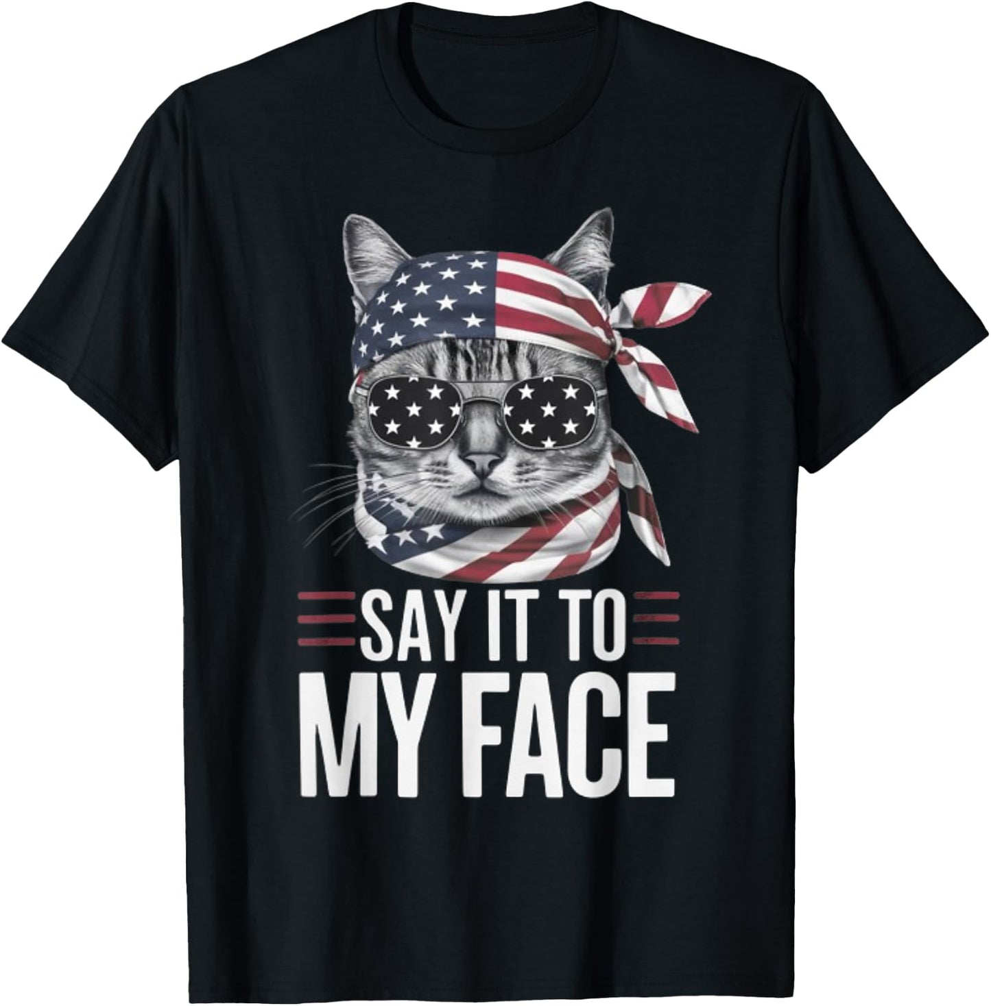 Funny Cat Kamala Harris 2024 Say It To My Face T-Shirt - T-Shirt | Black