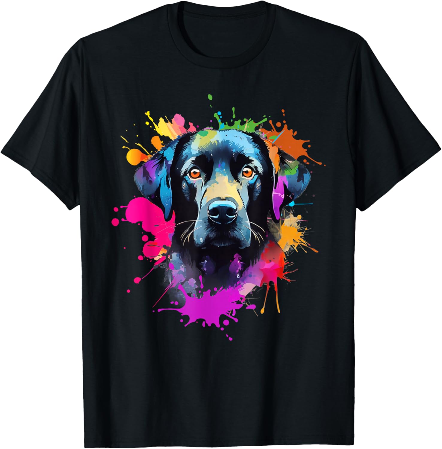Colourful Labrador Black Retriever Lab Splash Paint Art T-Shirt - T-Shirt | Black