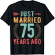Just Married 75 Years Ago - 75th Anniversary Husband Wife T-Shirt - T-Shirt | Black