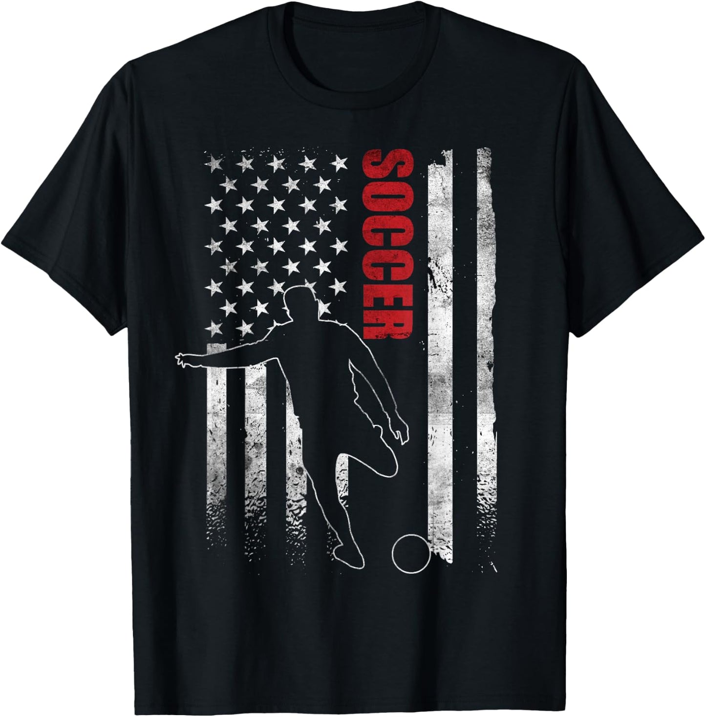 Soccer Apparel American Flag Soccer Player US Flag T-Shirt - T-Shirt | Black