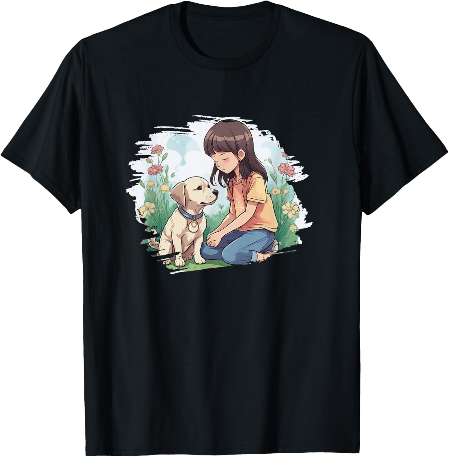 Cute dog shows unconditional affection to girl puppy lover T-Shirt - T-Shirt | Black