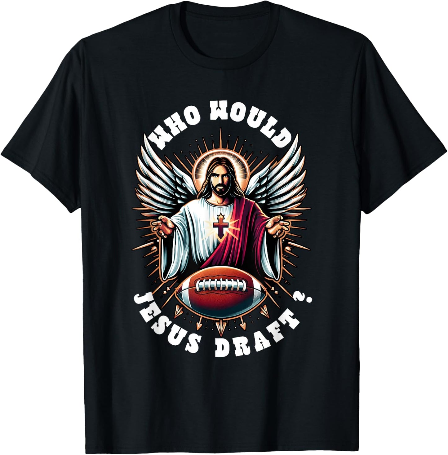 Who Would Jesus Draft Funny Fantasy Football Christian Sport T-Shirt - T-Shirt | Black