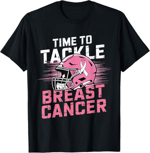 Time to Tackle Breast Cancer shirt Football Helmet Awareness T-Shirt - T-Shirt | Black