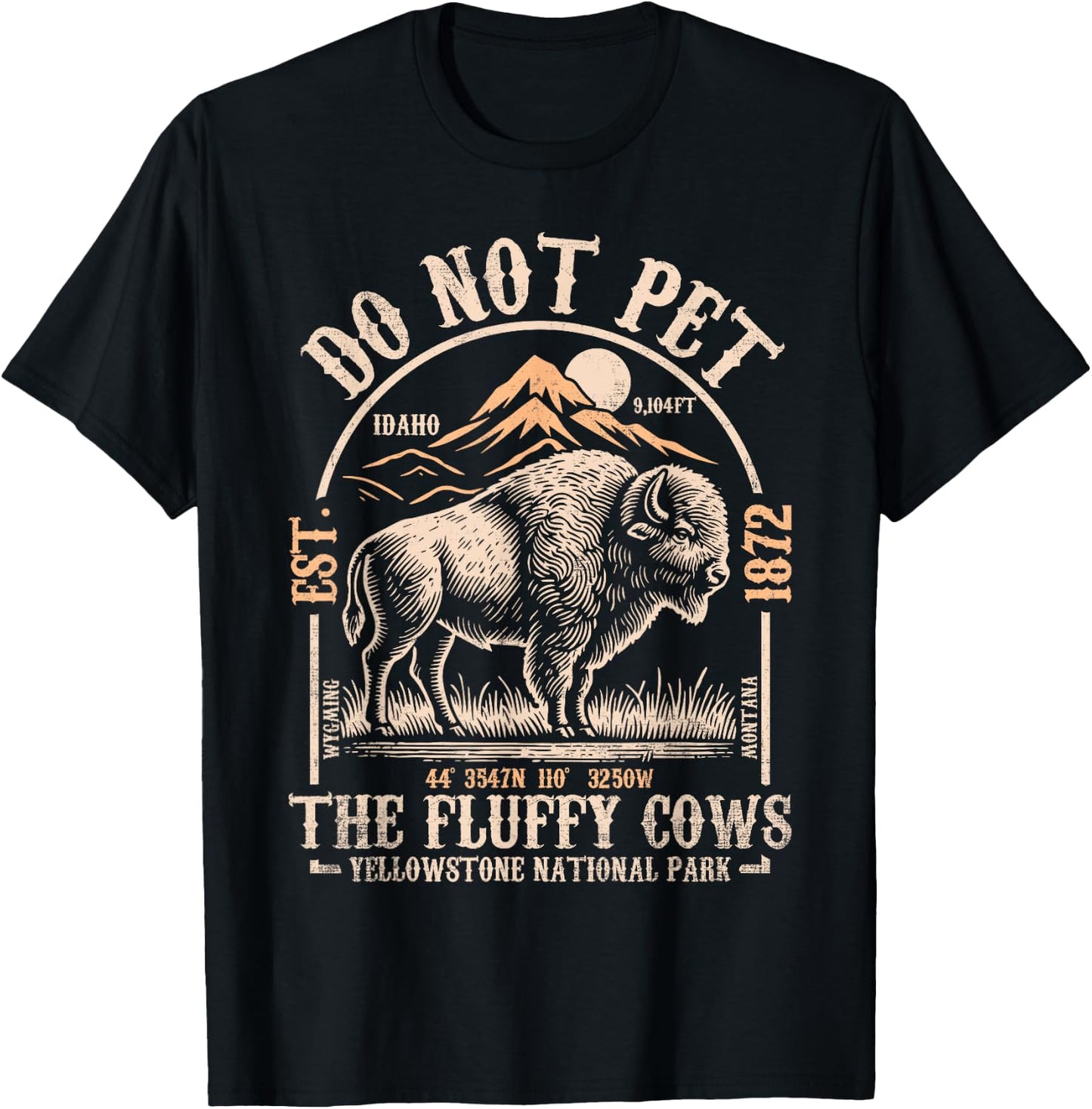 Vintage Do Not Pet The Fluffy Cows American Bison T-Shirt - T-Shirt | Black