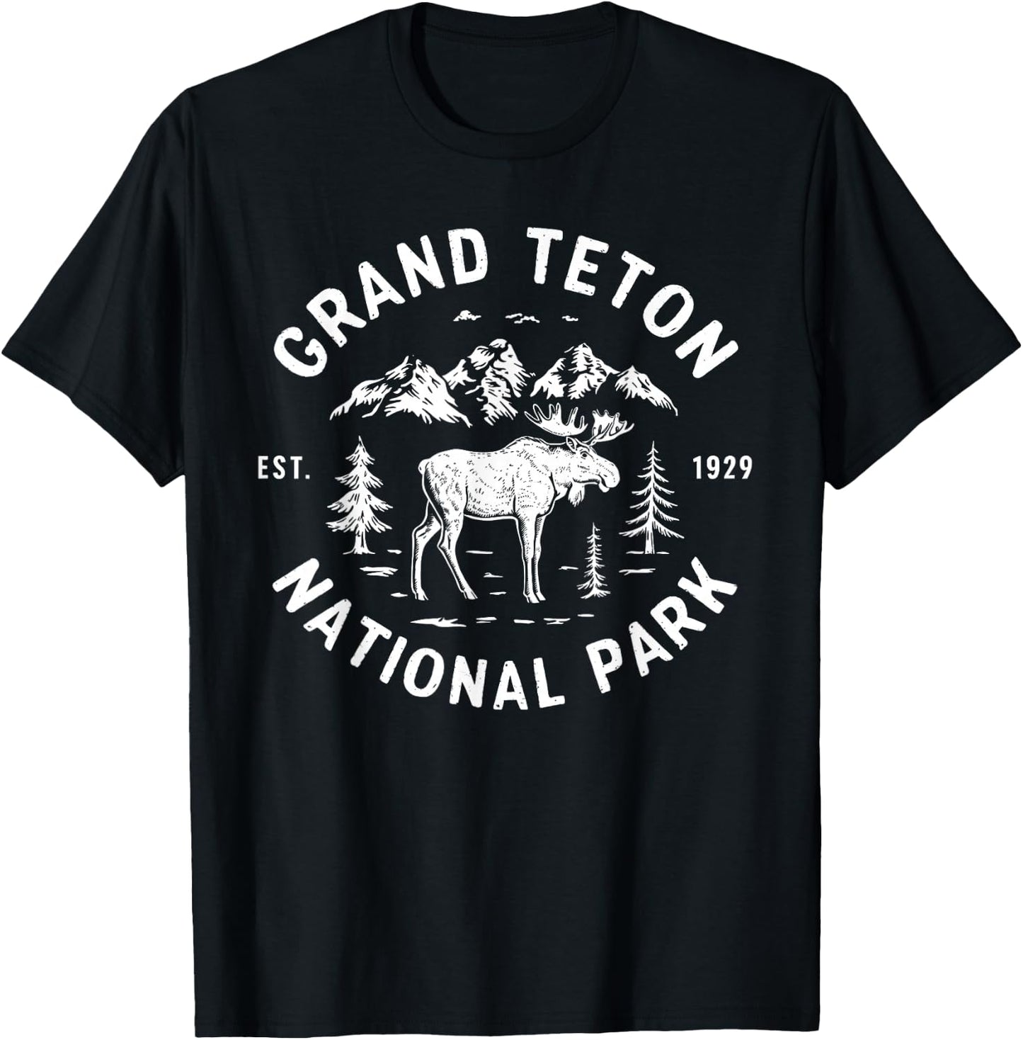 Grand Teton National Park Moose Vacation Outdoor and Hiking T-Shirt - T-Shirt | Black