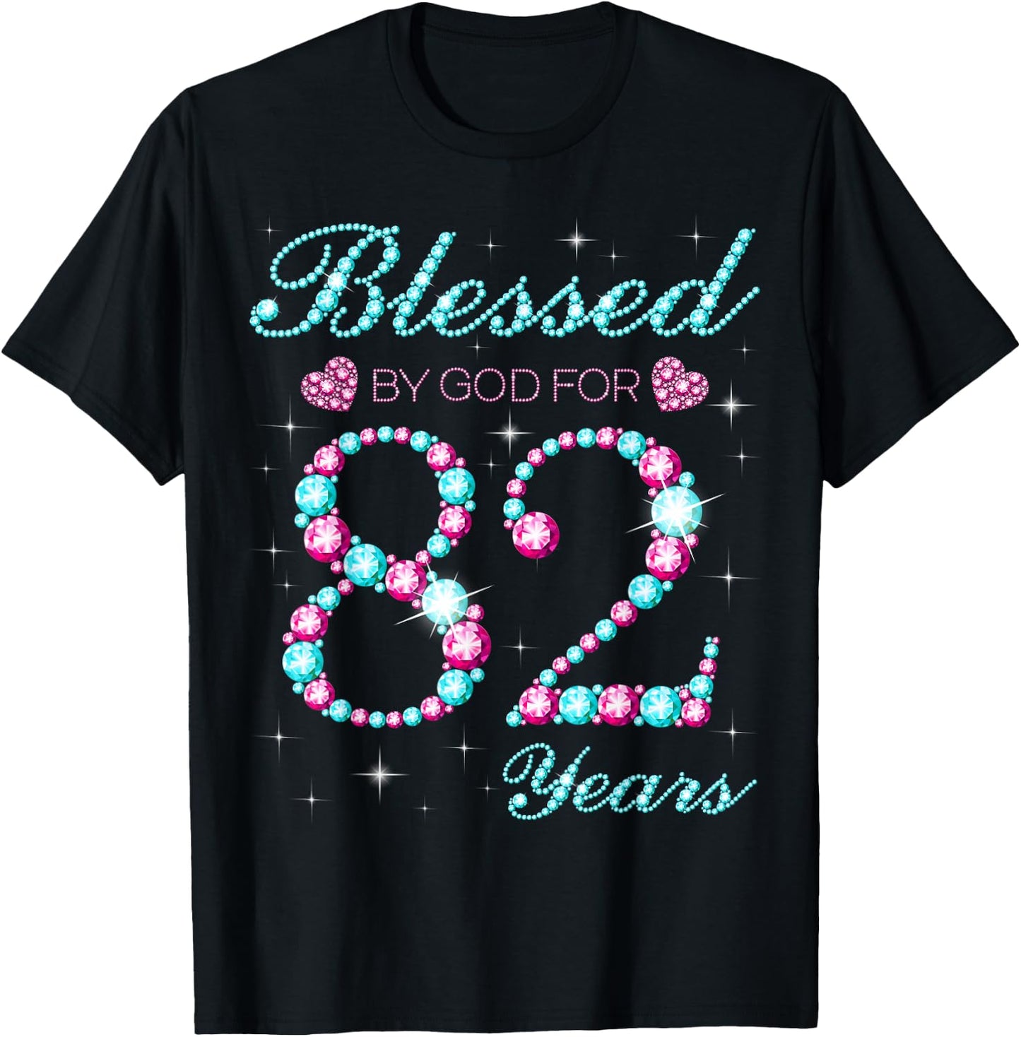 Blessed By God For 82 Years Old 82nd Birthday Party B-day T-Shirt - T-Shirt | Black