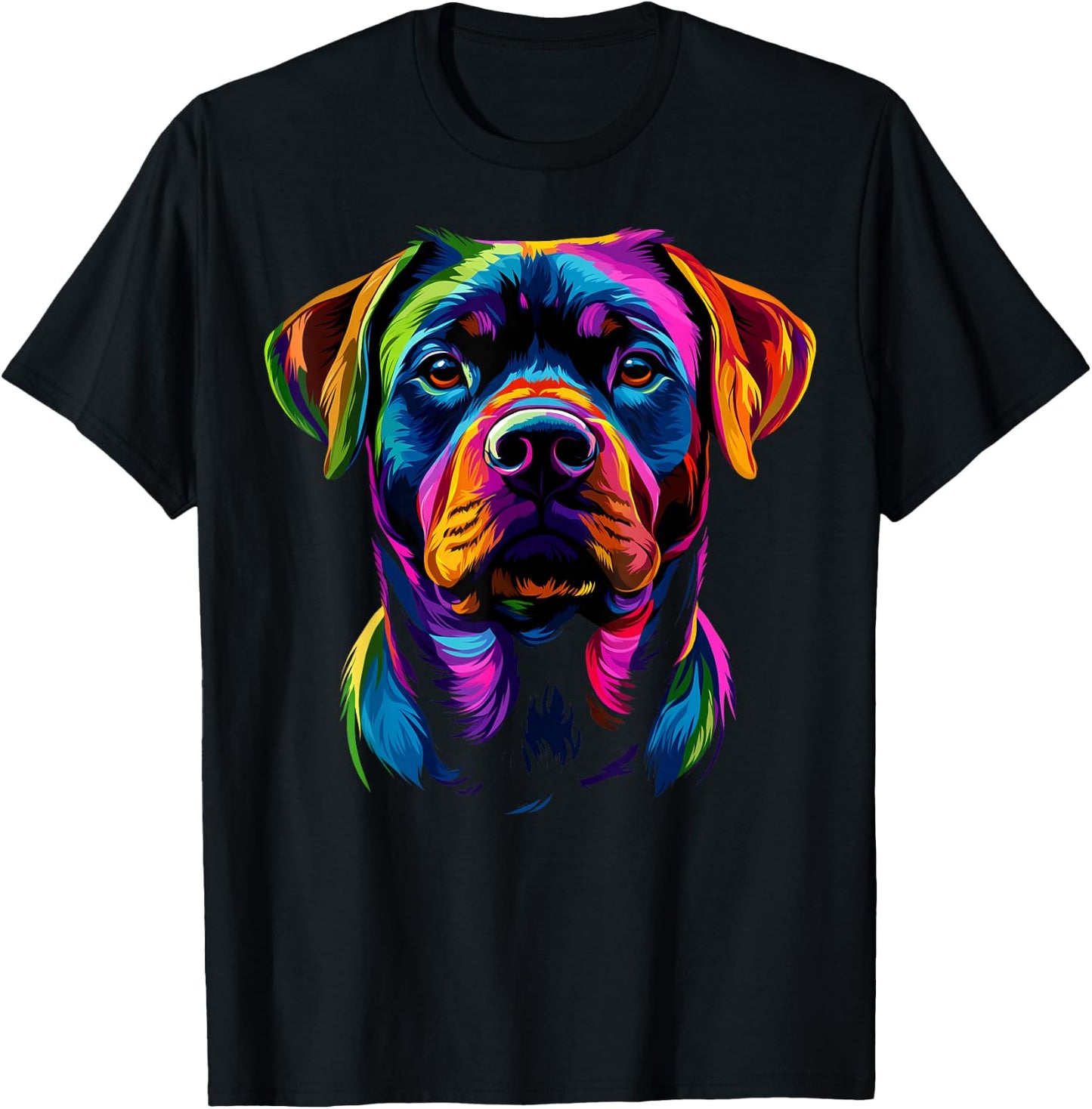Colorful Rottweiler Face Rottie Dog Lover Men Women Black T-Shirt - T-Shirt | Black