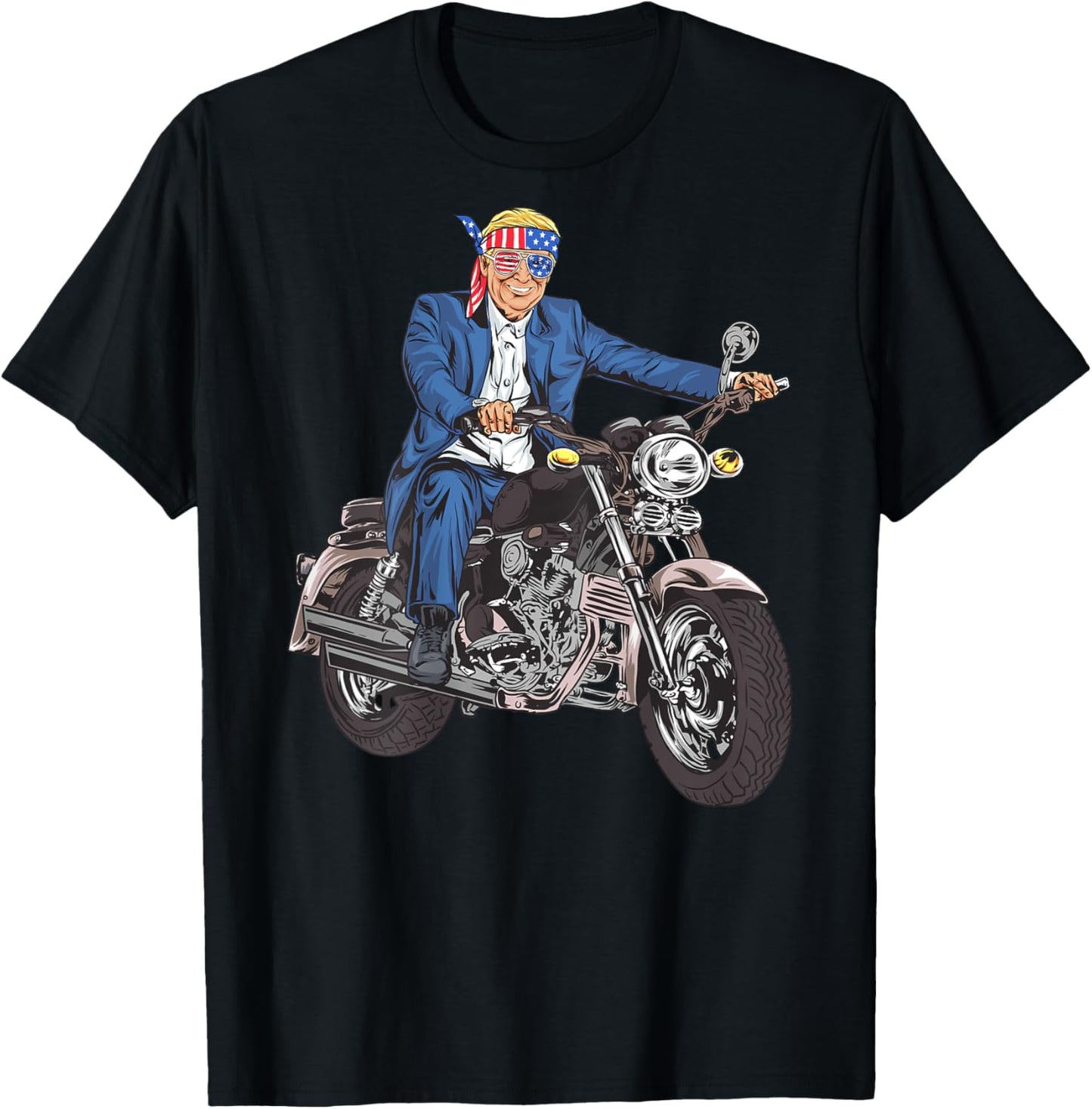 Bikers For Trump Motorcycle T Shirt (printed on back) T-Shirt - T-Shirt | Black