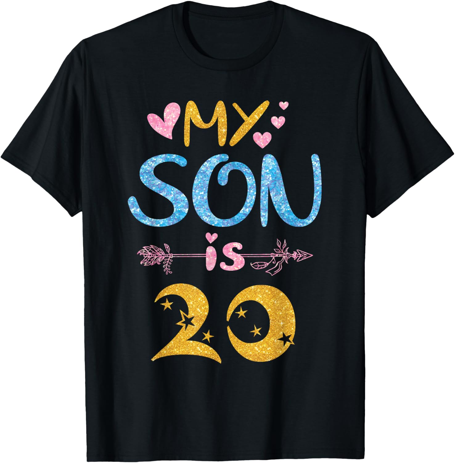 Mother Father Mom Dad Happy Birthday My Son Is 20 Years Old T-Shirt - T-Shirt | Black