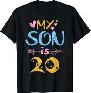 Mother Father Mom Dad Happy Birthday My Son Is 20 Years Old T-Shirt - T-Shirt | Black