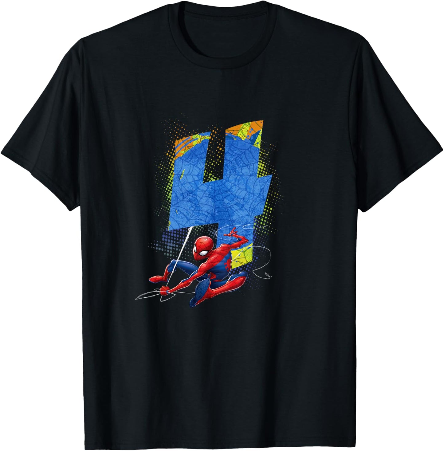 Kids Marvel Super Heroes Spider-Man 4 Year Old Fourth Birthday T-Shirt - T-Shirt | Black
