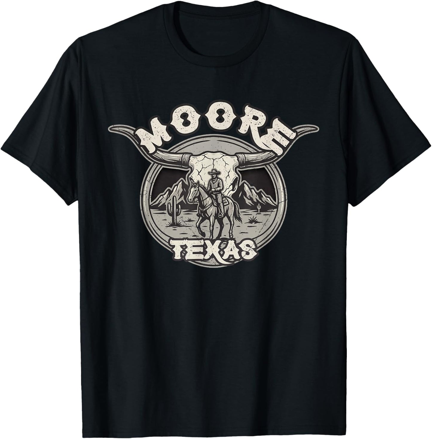 Moore Texas Western Frontier Rodeo Country Style T-Shirt - T-Shirt | Black