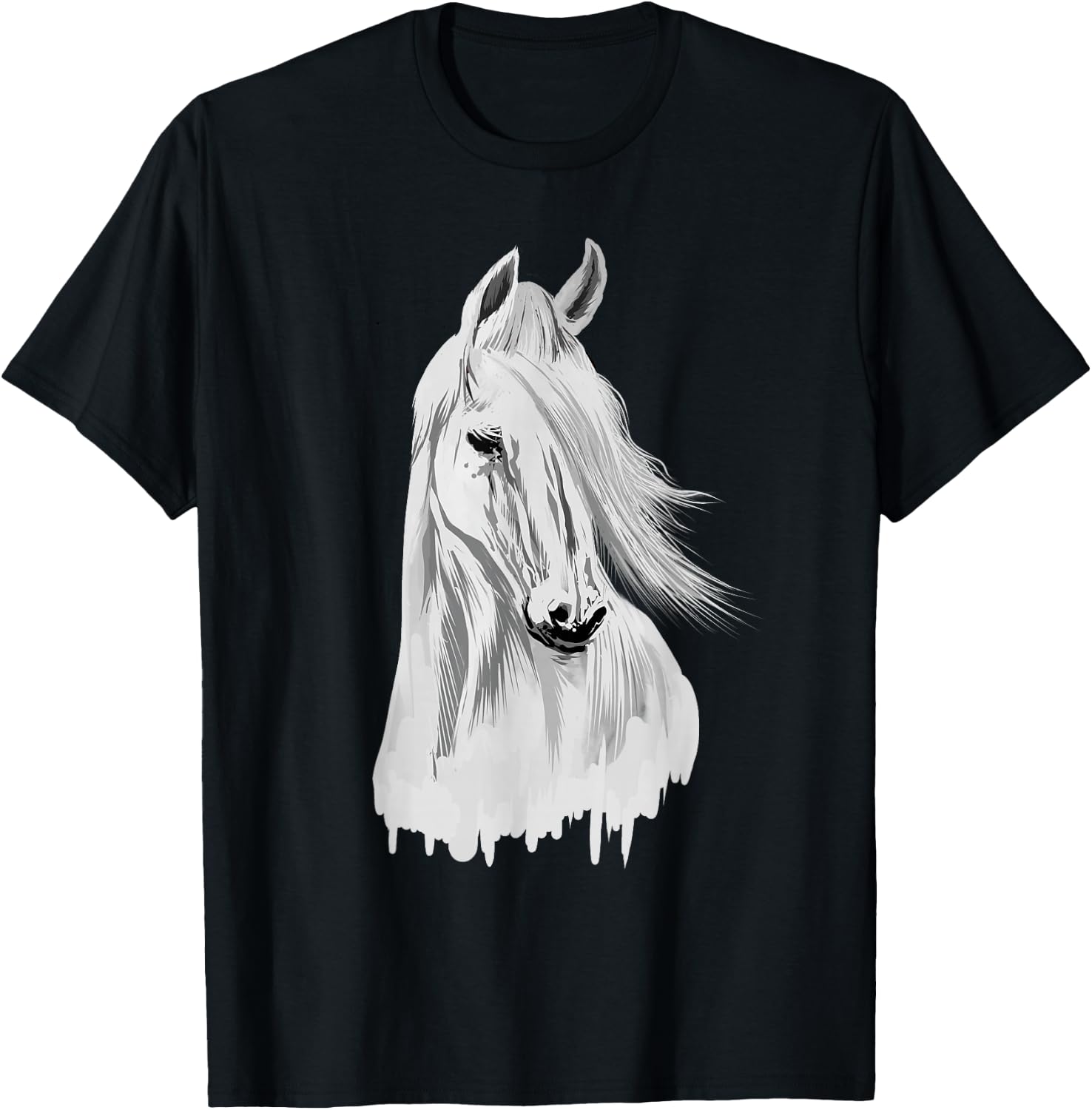 Horse Head Funny Equestrian Animal Lover Gift Men Women Kids T-Shirt - T-Shirt | Black
