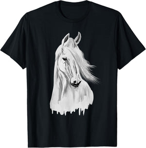 Horse Head Funny Equestrian Animal Lover Gift Men Women Kids T-Shirt - T-Shirt | Black