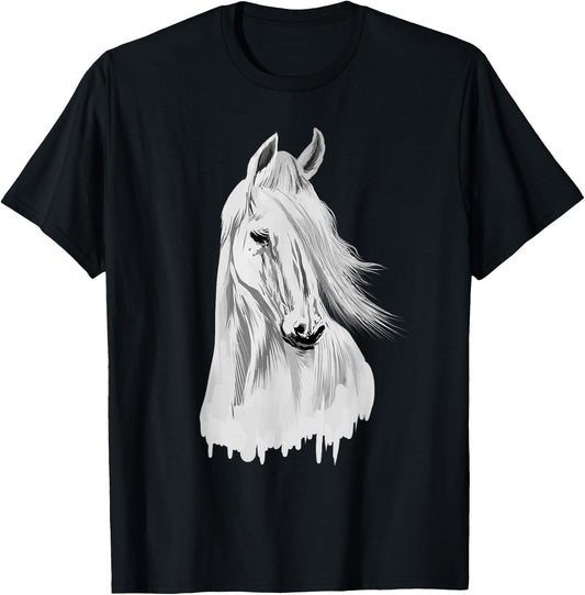 Horse Head Funny Equestrian Animal Lover Gift Men Women Kids T-Shirt - T-Shirt | Black