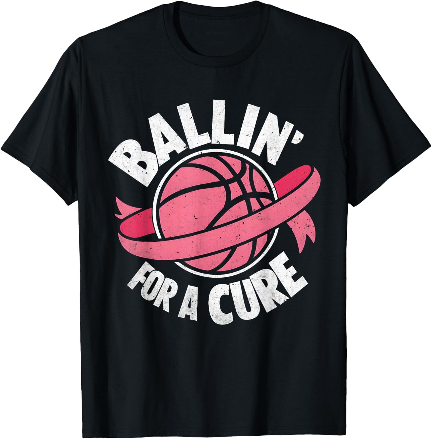 Ballin For A Cure Basketball Breast Cancer Awareness Kids T-Shirt - T-Shirt | Black